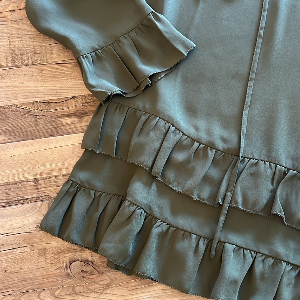 Paper Crown Olive Ruffle Top- Small - Picture 2 of 3